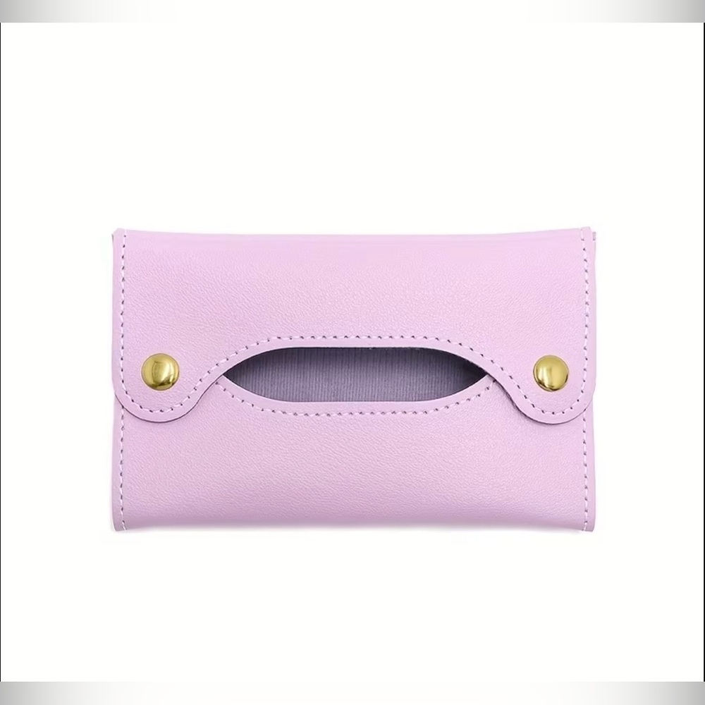 Purple - Compact Reusable Tissue Storage Case w/Snap Closure